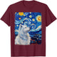 Samoyed Dog Starry Night Painting T-Shirt - T-Shirt | Maroon