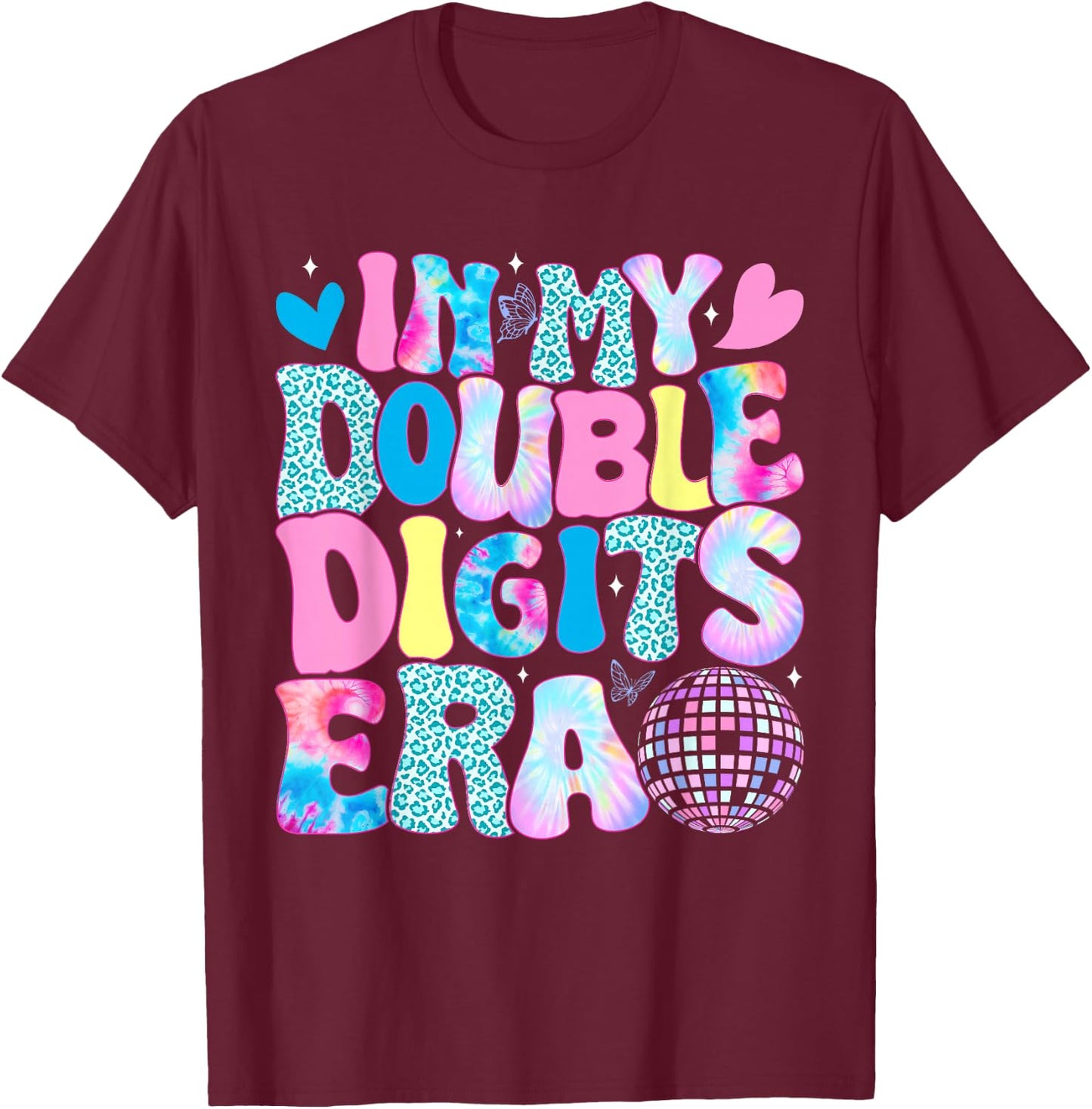 In My Double Digits Era Retro 10 Year Old 10th Birthday Girl T-Shirt - T-Shirt | Maroon