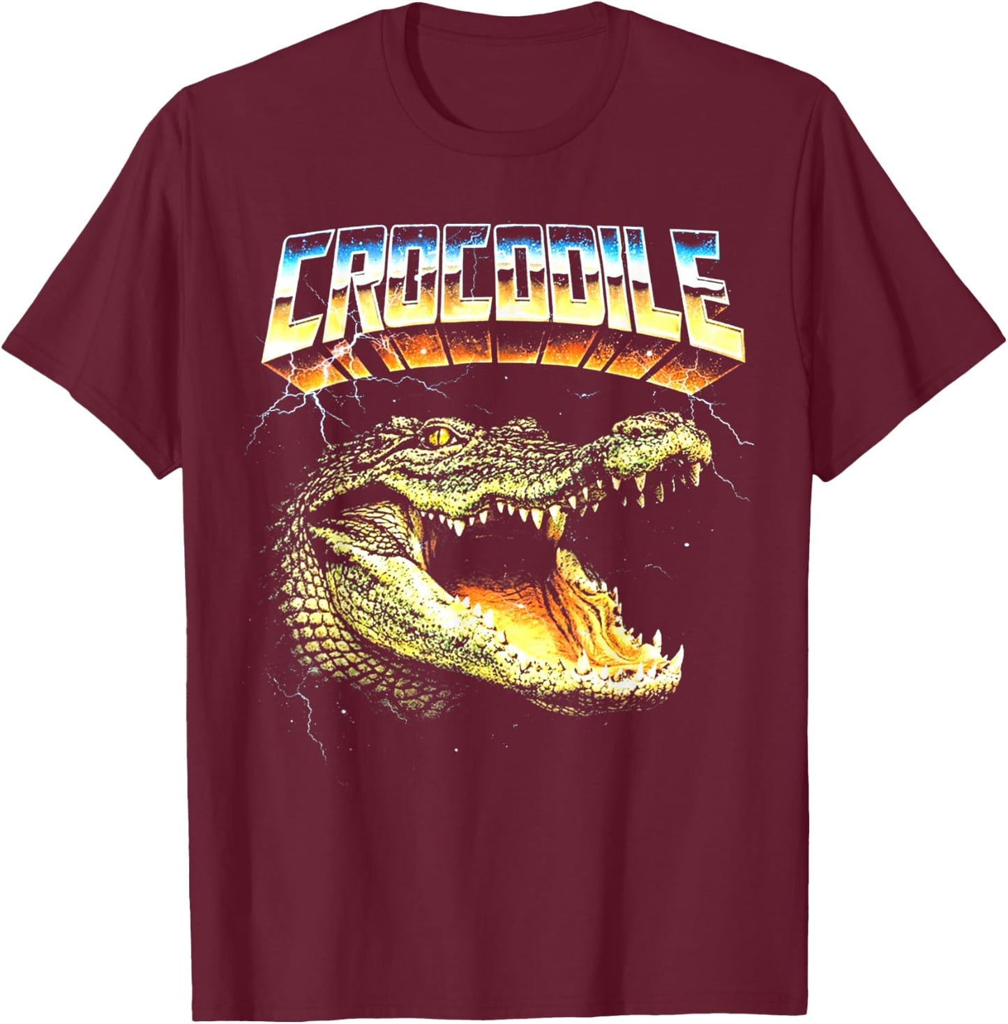 Crocodile Heavy Metal 80s Animal Rock Music Concert T-Shirt - T-Shirt | Maroon