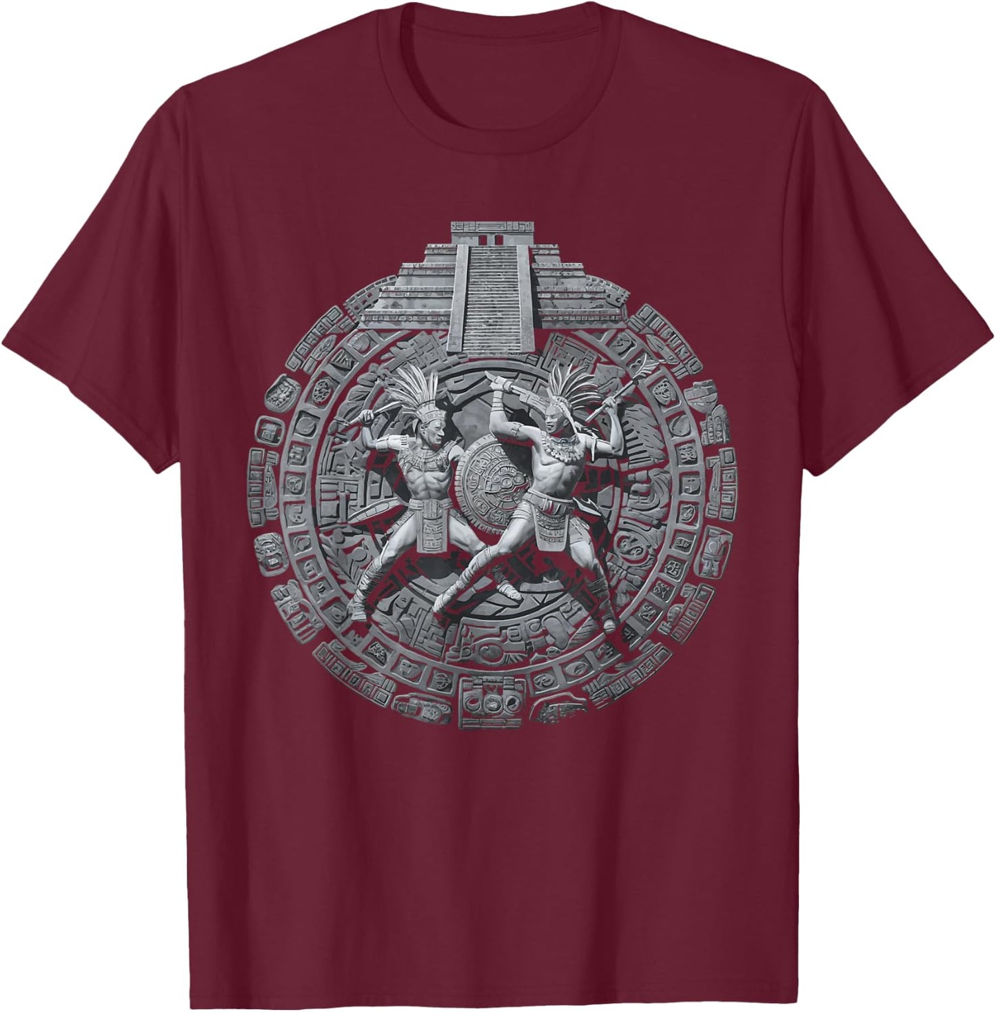 Aztec Warrior Mayan Indigenous Mexican Aztec Jaguar T-Shirt - T-Shirt | Maroon