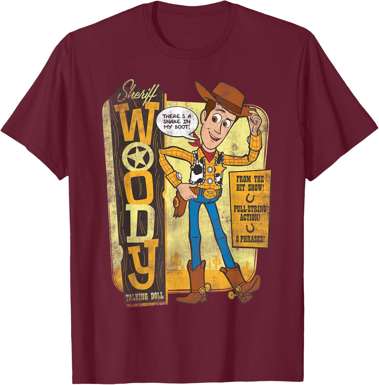 Disney Pixar Toy Story Sheriff Woody Talking Doll T-Shirt - T-Shirt | Maroon