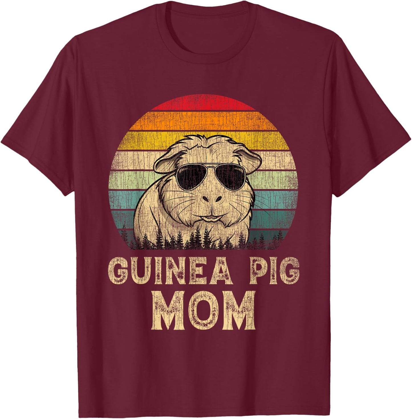 Vintage Guinea Pig Mom Guinea Pig Lovers Mommy Mother's Day T-Shirt - T-Shirt | Maroon