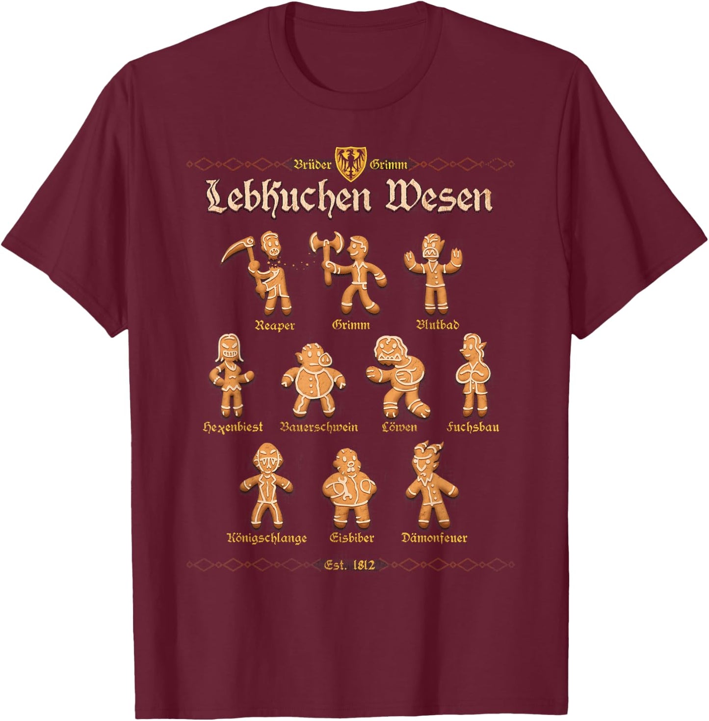 Grimm Gingerbread T-Shirt - T-Shirt | Maroon