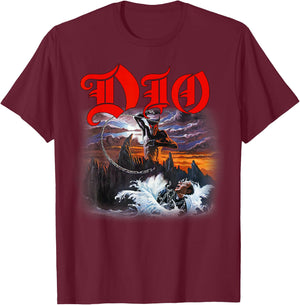 Dio – Holy Diver Cover on Black T-Shirt - T-Shirt | Maroon