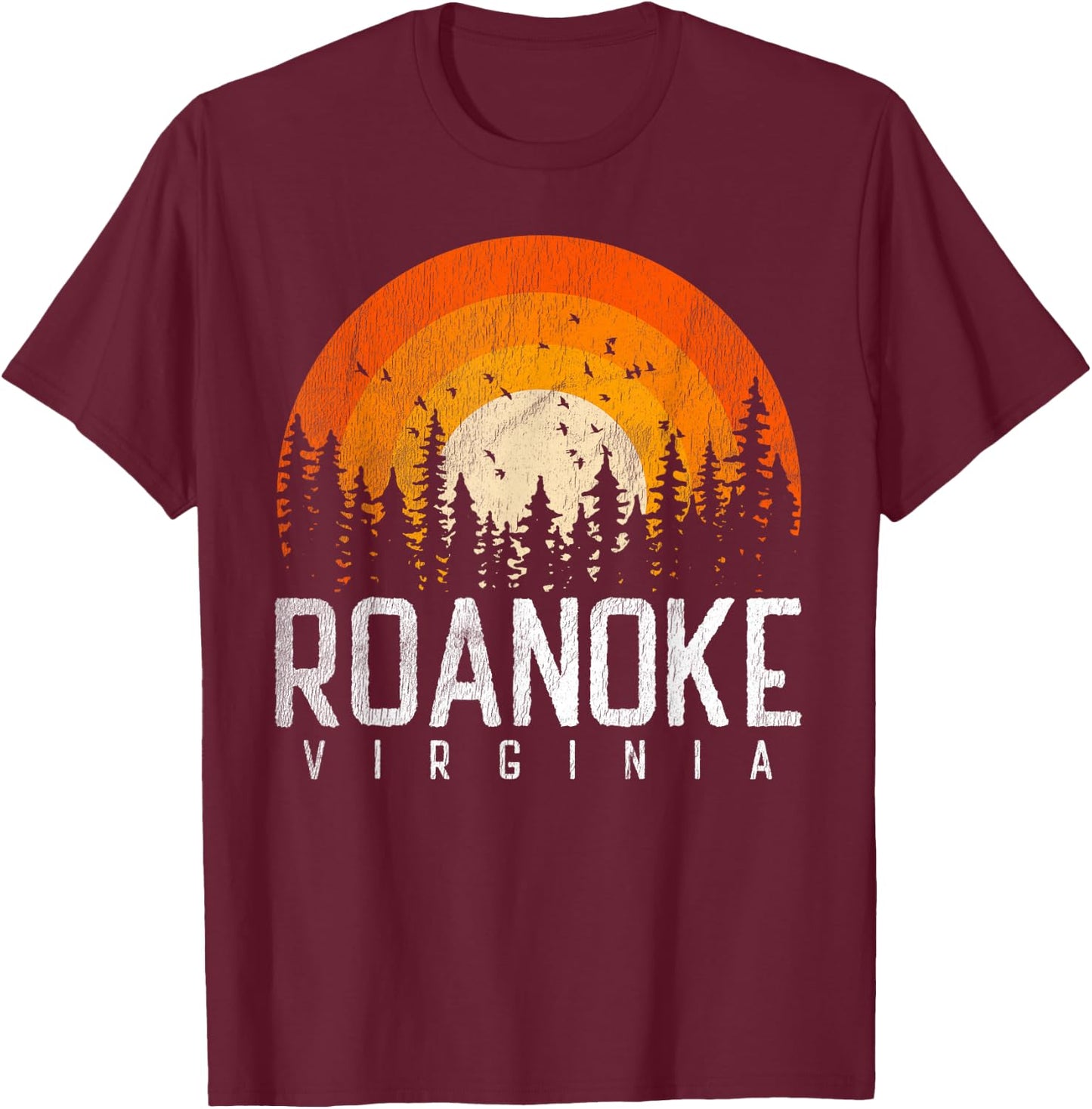Roanoke Virginia VA Shirt Vintage 70s 80s 90s Retro Gift T-Shirt - T-Shirt | Maroon