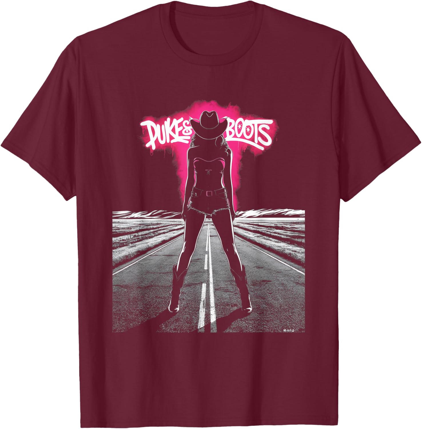 Dukes And Boots Cool Daisy Cowgirl Chick T-Shirt - T-Shirt | Maroon