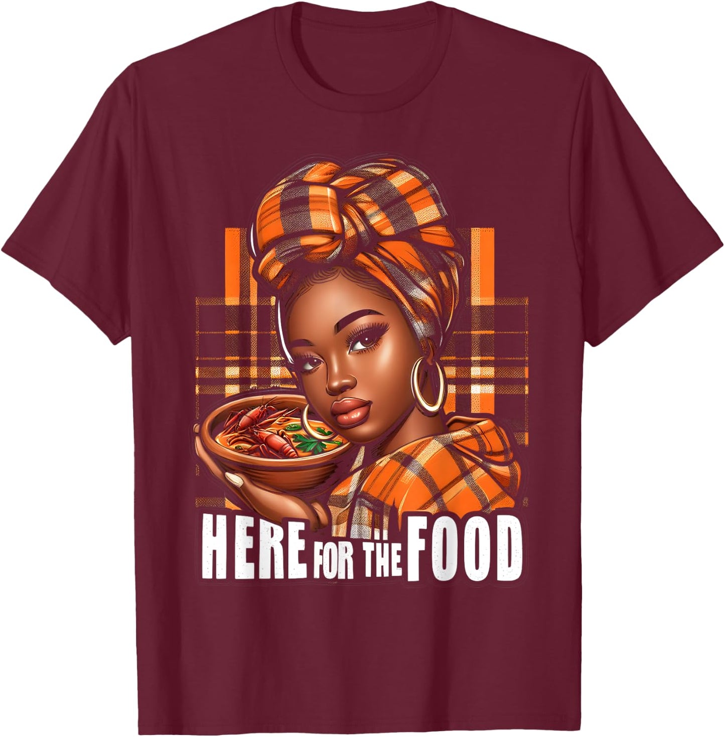Creole Day, Here For The Food, Jounen Kweyol, Madras Women's T-Shirt - T-Shirt | Maroon