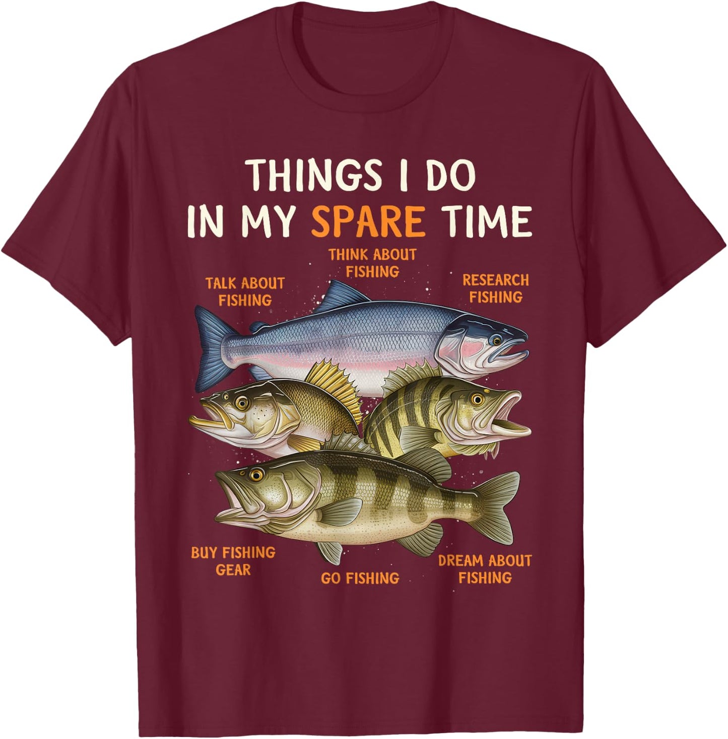 Funny Fishing Apparel , Youth and Boys | Bass Lovers T-Shirt - T-Shirt | Maroon