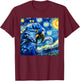 Hyacinth Macaw Parrot Surreal Starry Night Sky Art Van Gogh T-Shirt - T-Shirt | Maroon