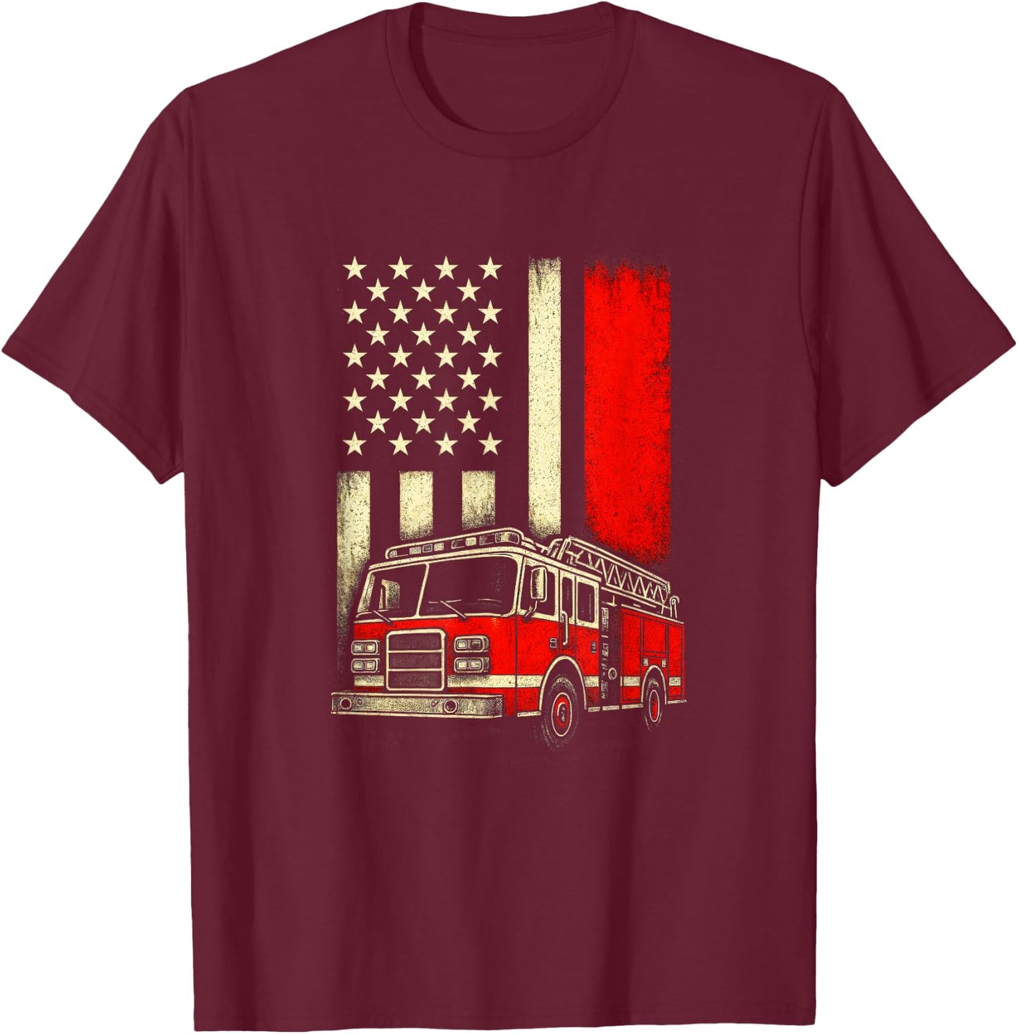Firefighter Diesel Trucker T-Shirt - T-Shirt | Maroon