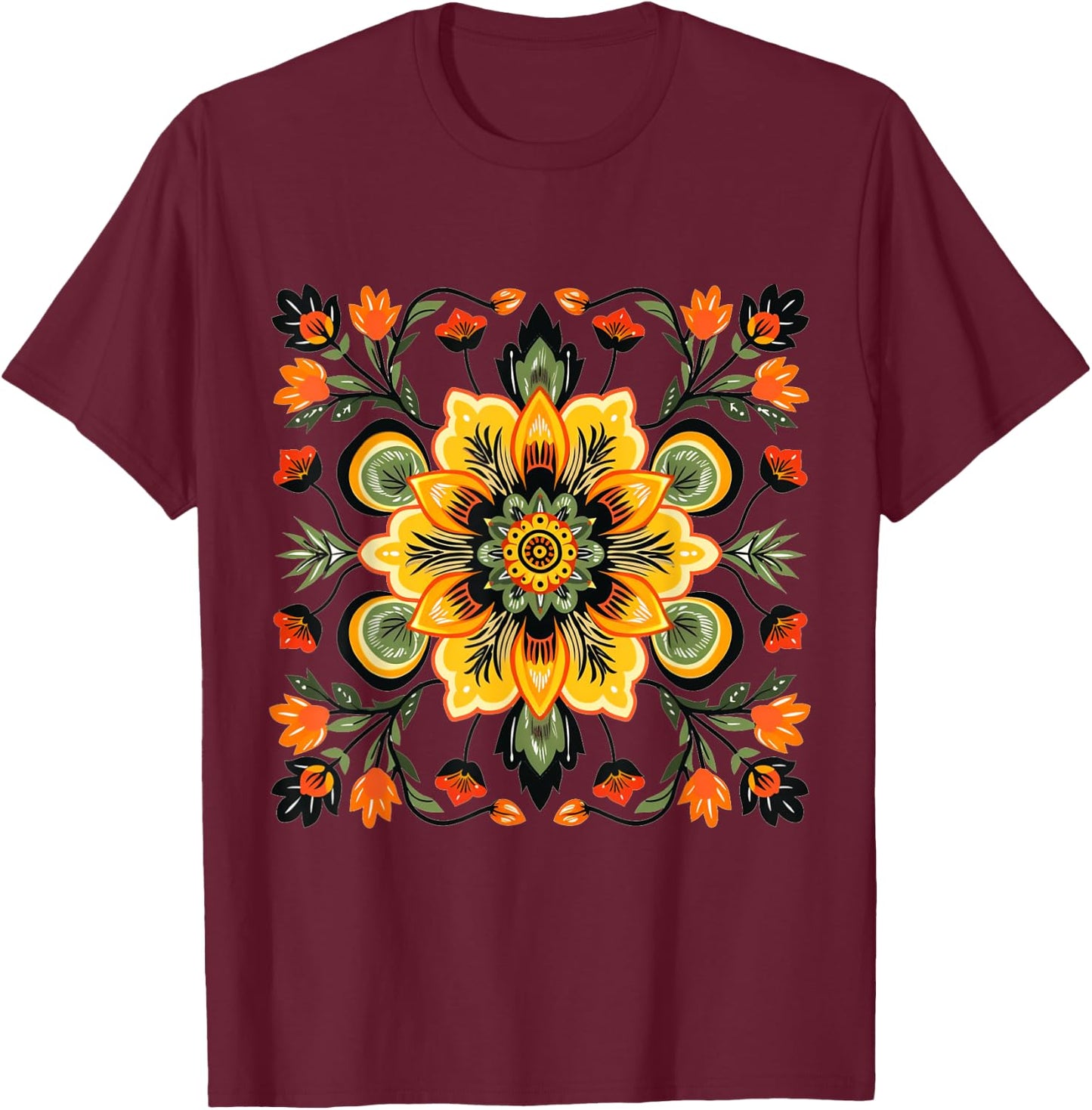 Cool Mexican Flower Costume for Boys and Girls T-Shirt - T-Shirt | Maroon