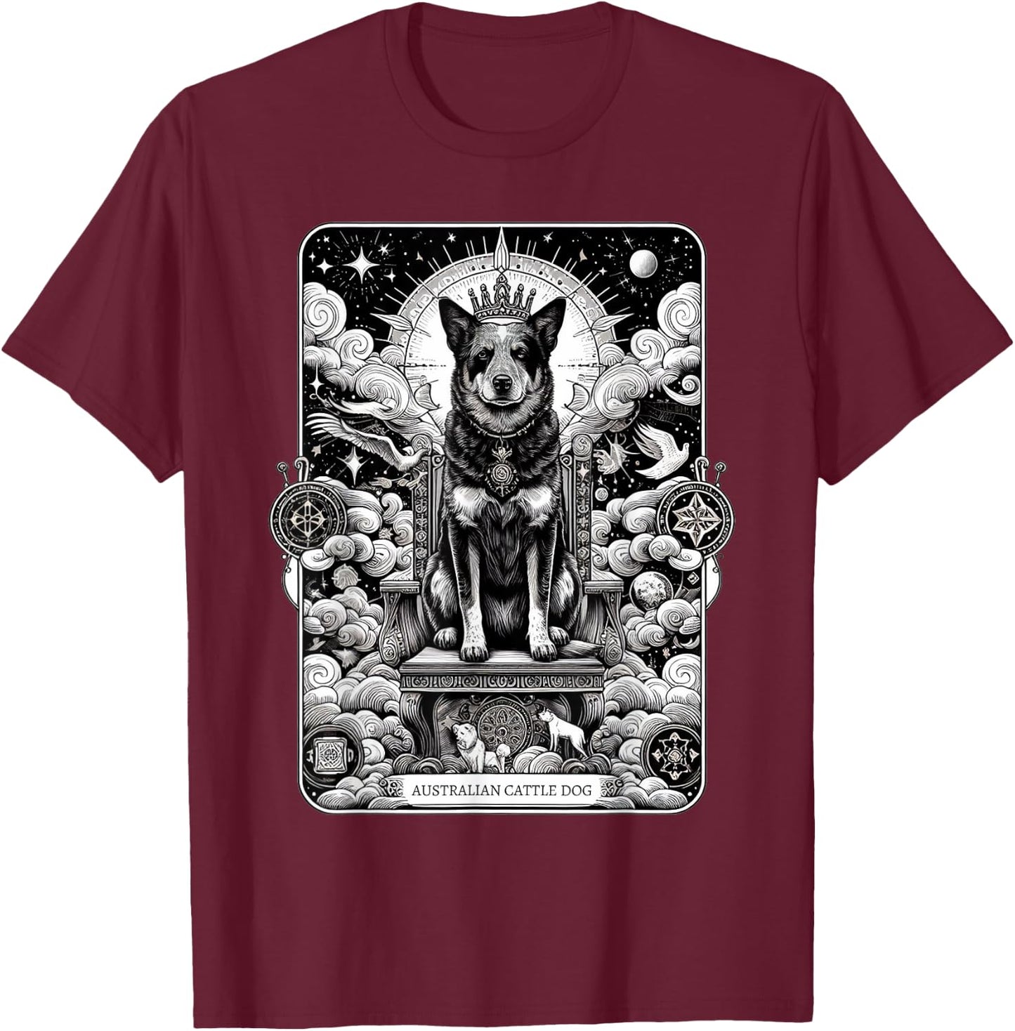 Australian Cattle Dog tarot card T-Shirt - T-Shirt | Maroon