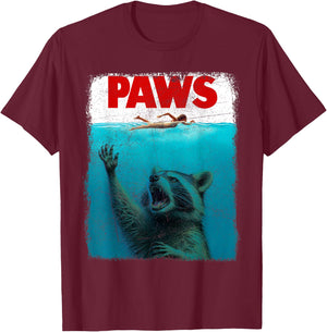Raccoon Paws Funny Swimming Shark Vintage Retro Humor T-Shirt - T-Shirt | Maroon