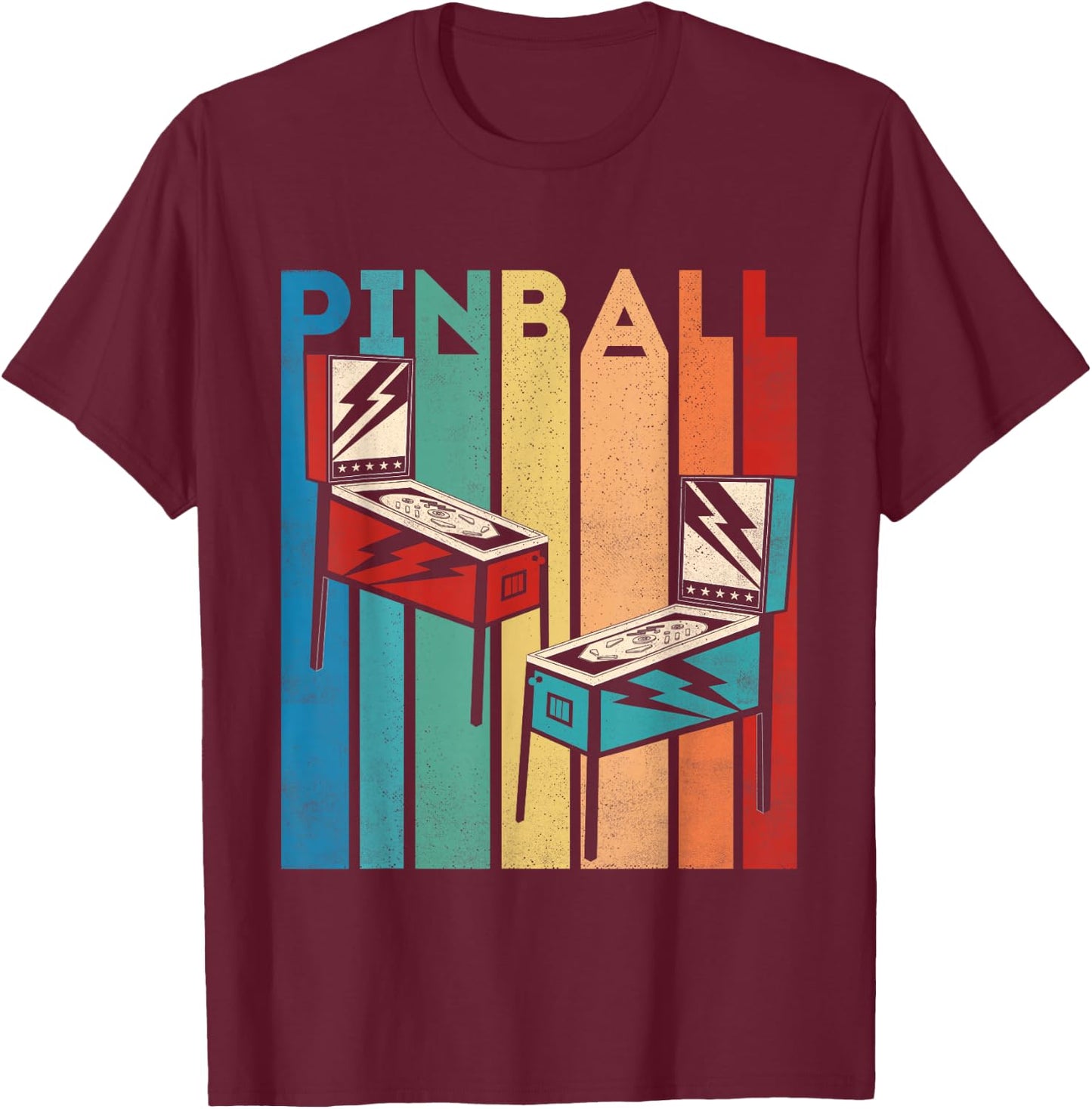 Pinball Retro Vintage Multiball Pinball Machine Arcade Game T-Shirt - T-Shirt | Maroon