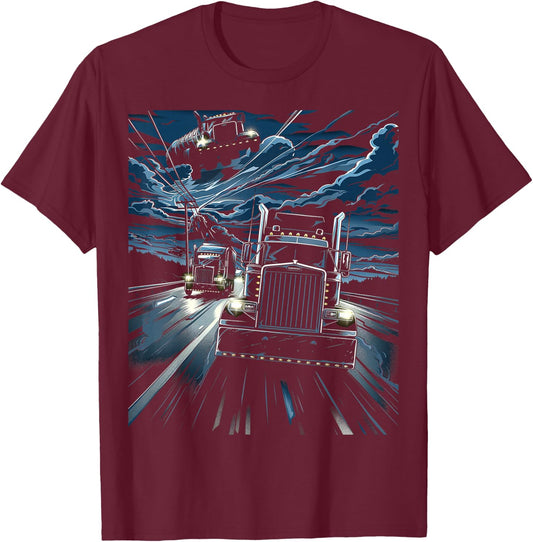 Trucking Convoy T-Shirt - T-Shirt | Maroon