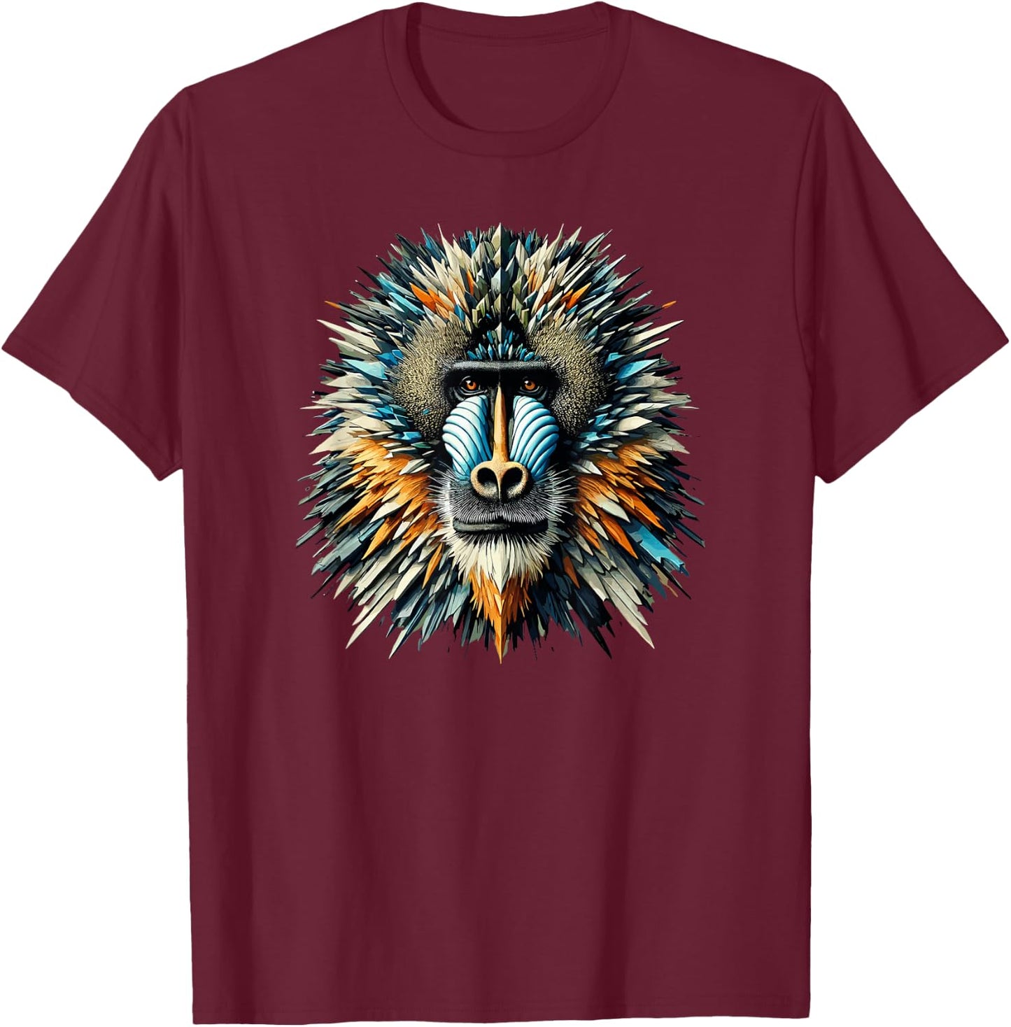 Polygon Art Mandrill Mandrills T-Shirt - T-Shirt | Maroon