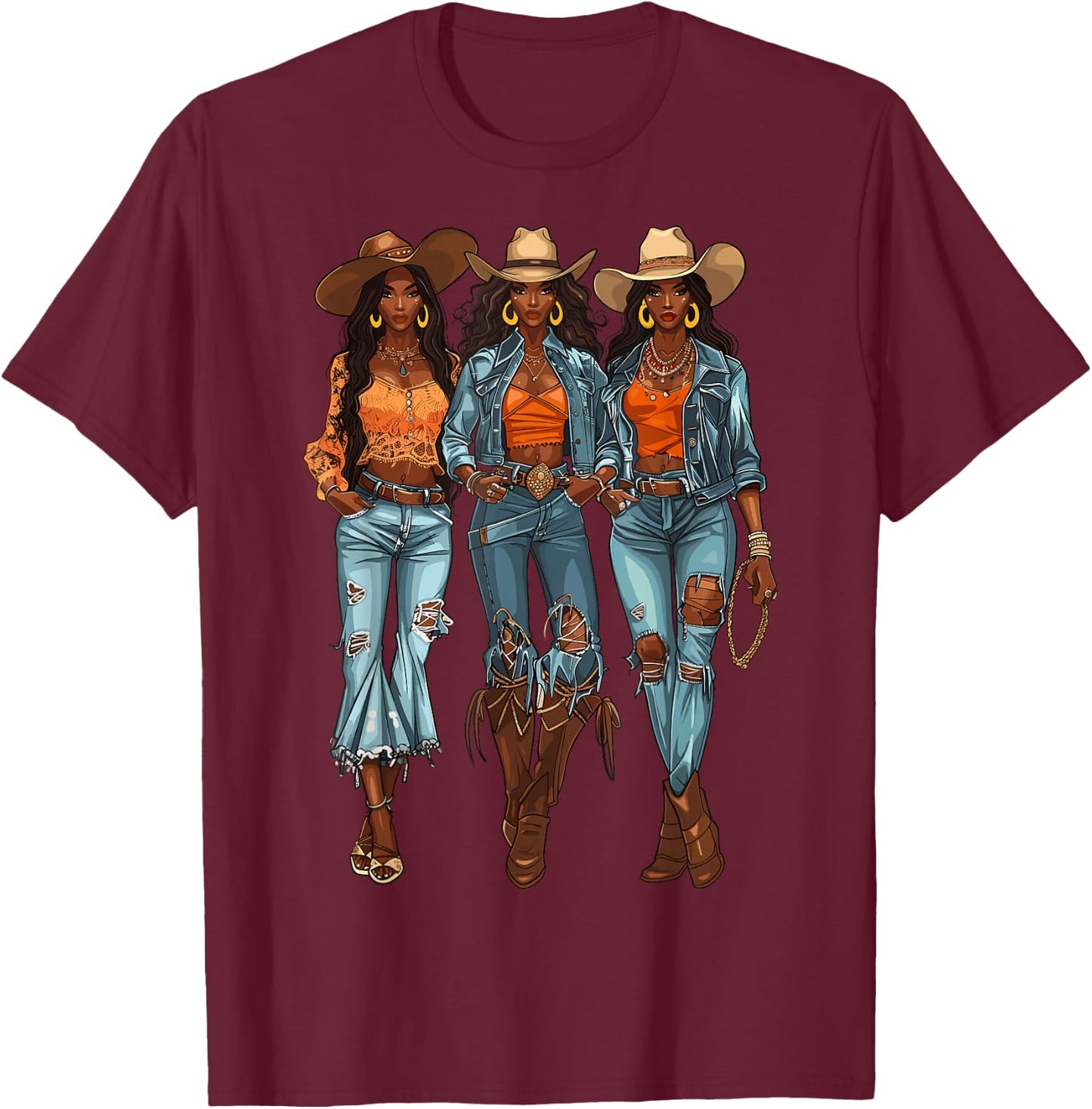 Black Cowgirl Vibes Melanin Black History Texas T-Shirt - T-Shirt | Maroon