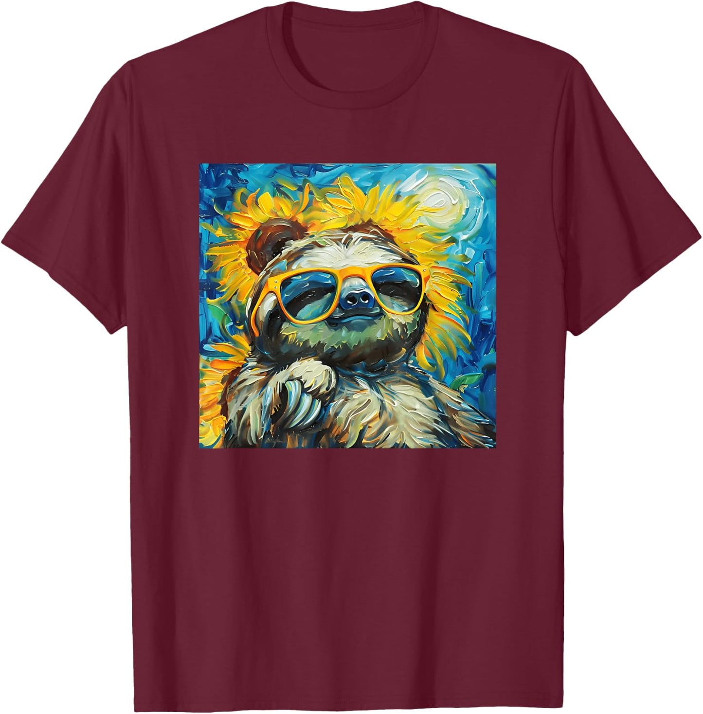 Funny sloth art T-Shirt - T-Shirt | Maroon