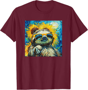 Funny sloth art T-Shirt - T-Shirt | Maroon