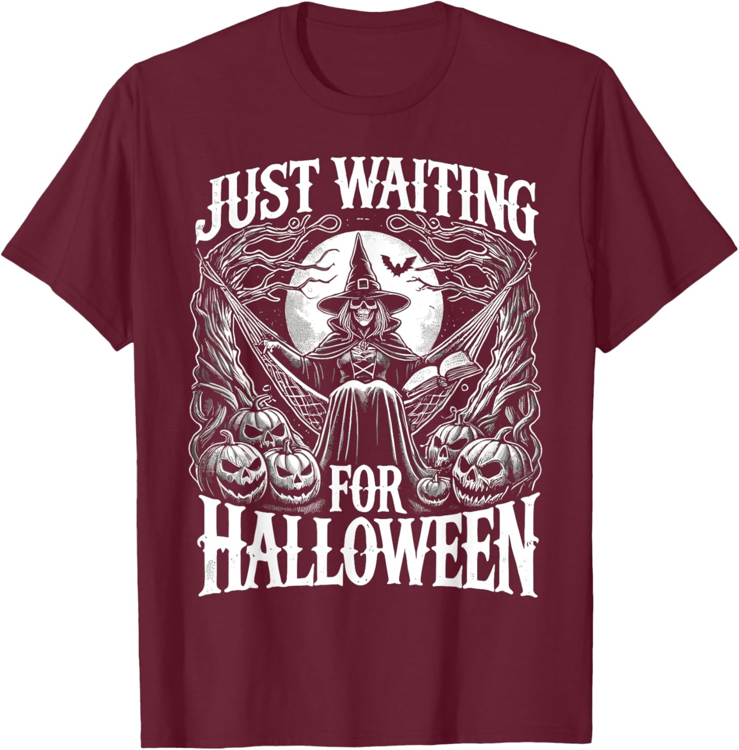 Summerween Halloween Summer Just Waiting For Halloween T-Shirt - T-Shirt | Maroon