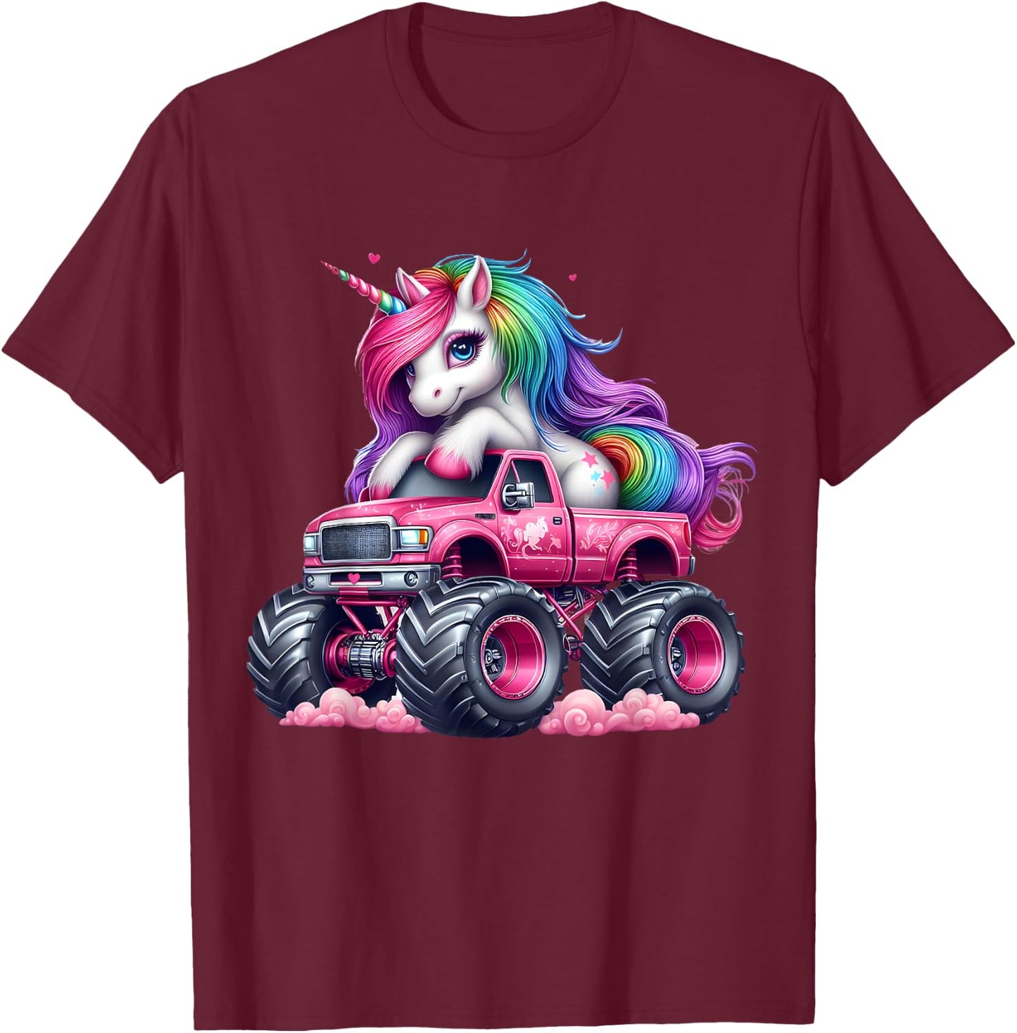 Monster Truck Unicorn Birthday Party Monster Truck Girl T-Shirt - T-Shirt | Maroon