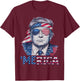 Happy 4th Of July Donald Trump 'Merica USA Flag Sunglass T-Shirt - T-Shirt | Maroon