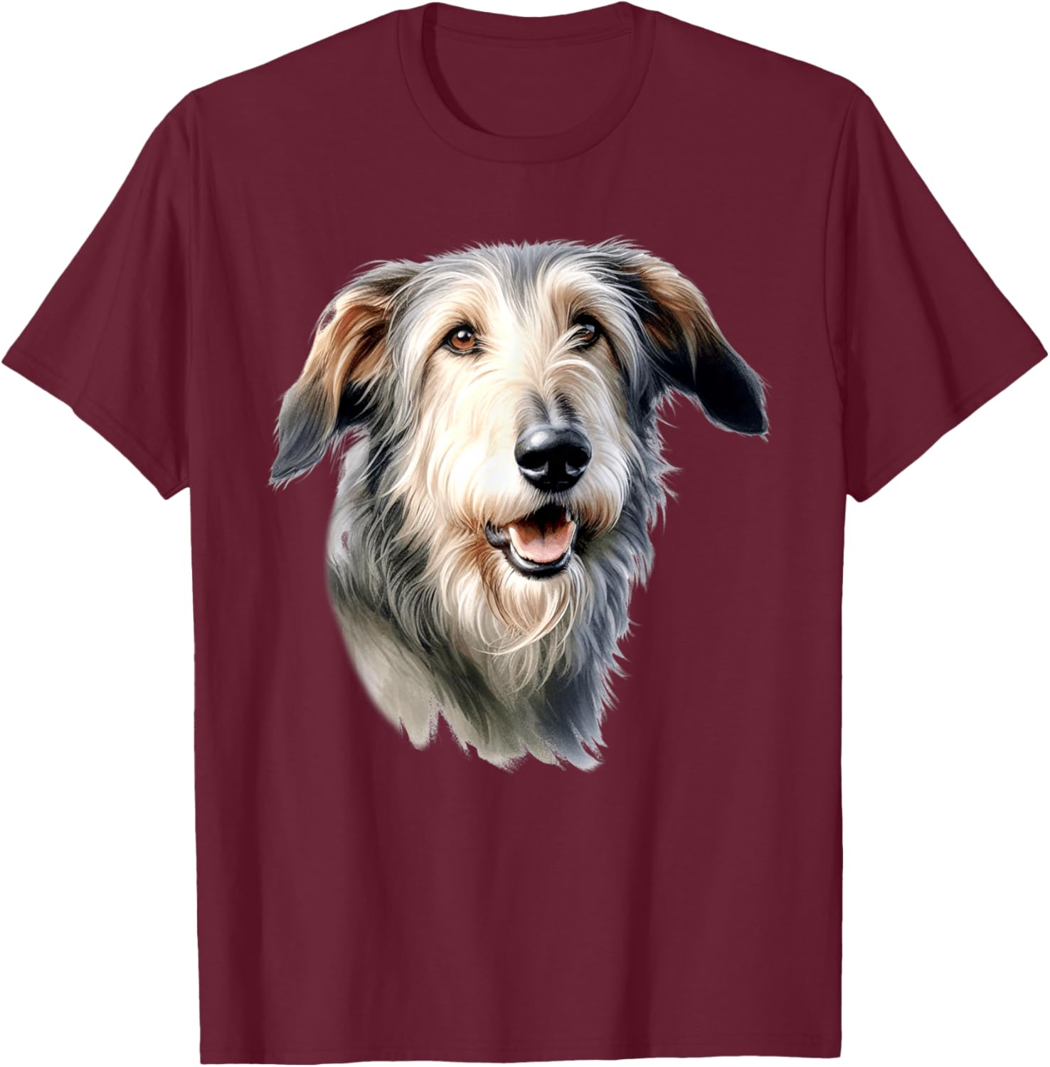 Irish Wolfhound Dog Portrait T-Shirt - T-Shirt | Maroon