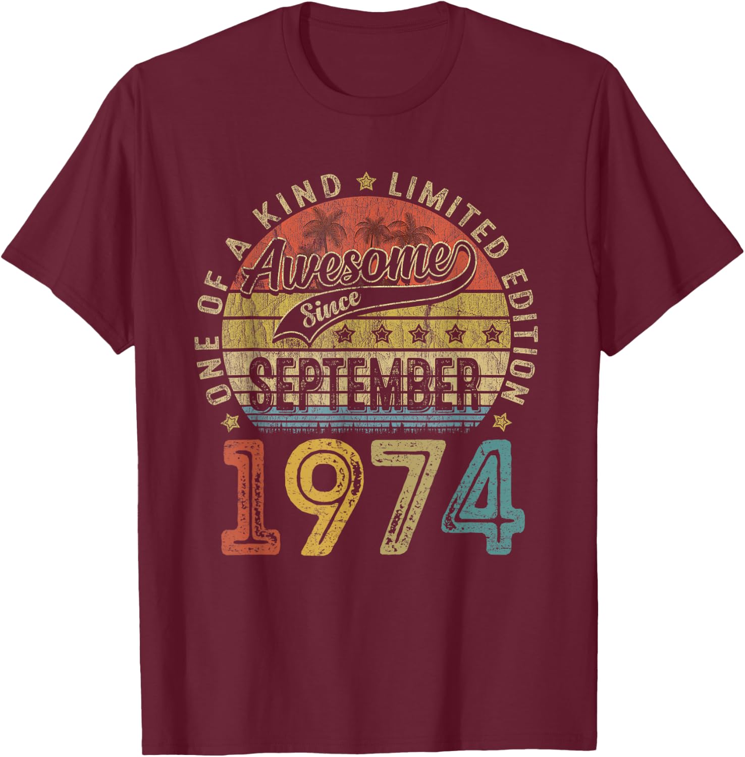 Vintage September 1974 50 Years Old 50th Birthday Gift Women T-Shirt - T-Shirt | Maroon