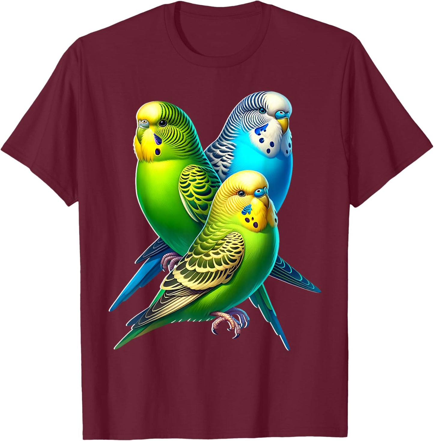 Funny Budgie Budgerigar Design T-Shirt - T-Shirt | Maroon