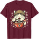 Kawaii Artwork Co by MNI Ramen Cat Kawaii Neko Japanese Noodles Aesthetic Anime Otaku Lover -Adults Black Small T-Shirt - T-Shirt | Maroon