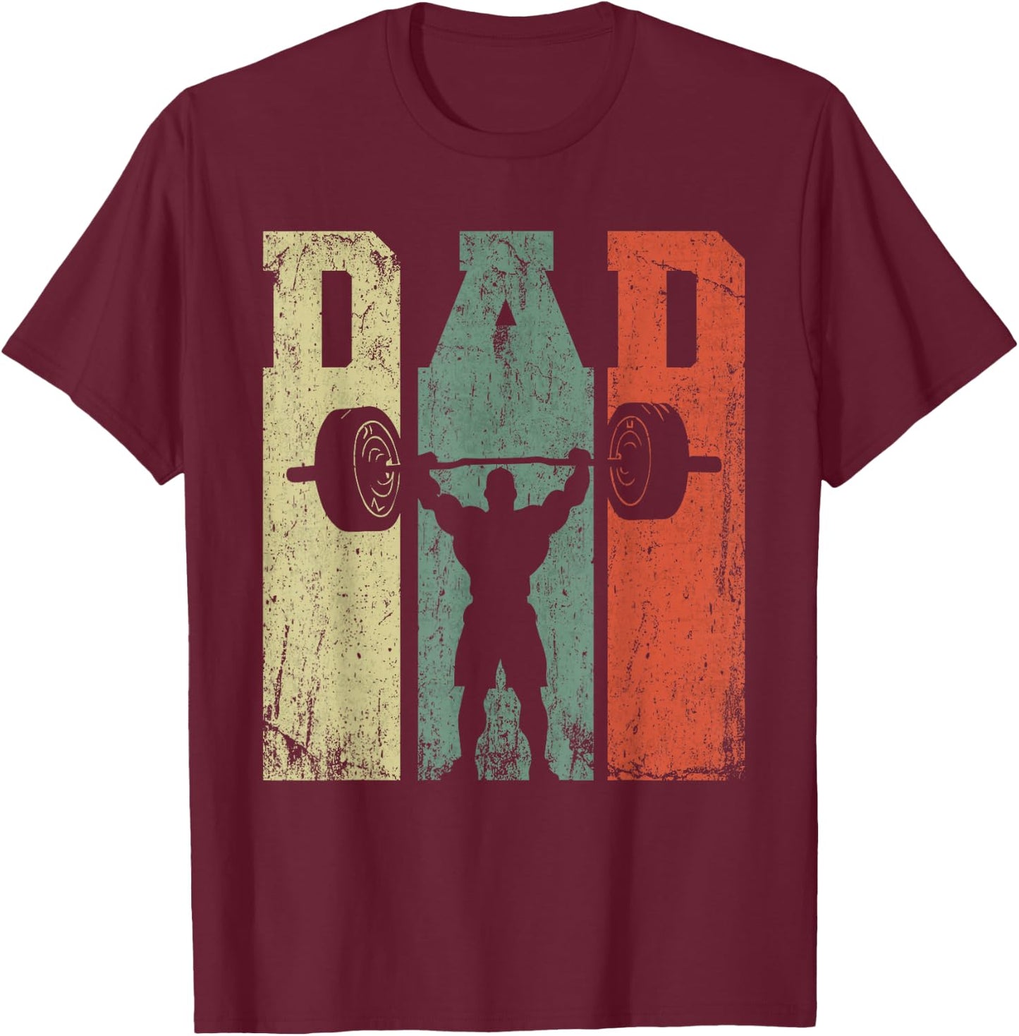 Vintage Weightlifting Dad Daddy Silhouette Gym Father's Day T-Shirt - T-Shirt | Maroon