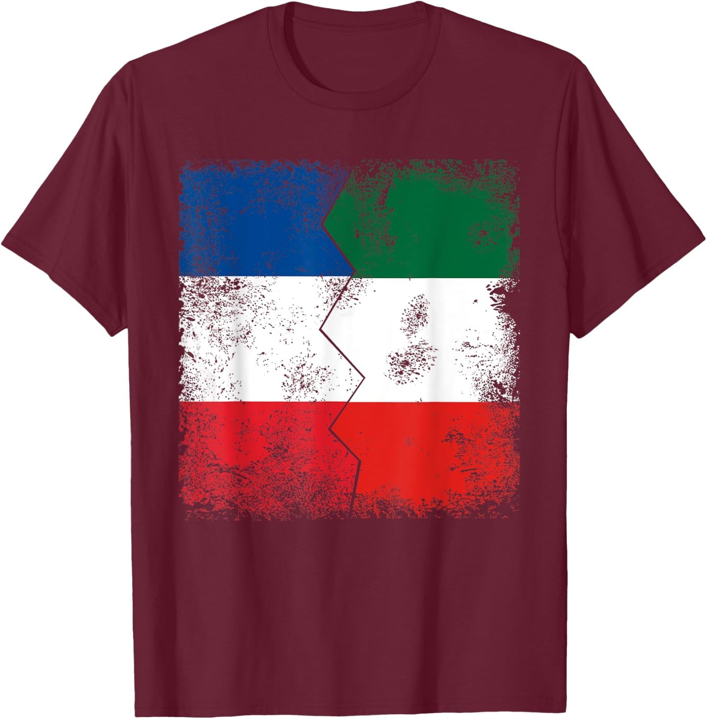 France Italy Flags | Half Italian French Roots Italia T-Shirt - T-Shirt | Maroon