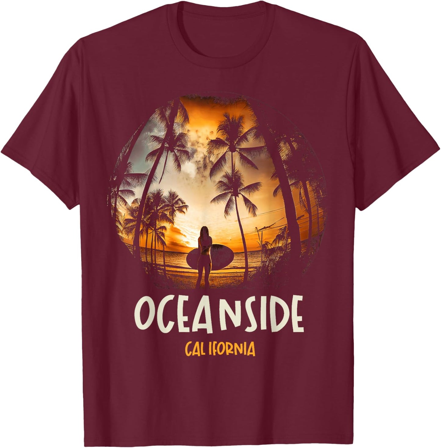 Oceanside California T-Shirt - T-Shirt | Maroon