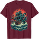 Pirate Ship Kraken Ocean Battle Giant Octopus Sea Monster T-Shirt - T-Shirt | Maroon