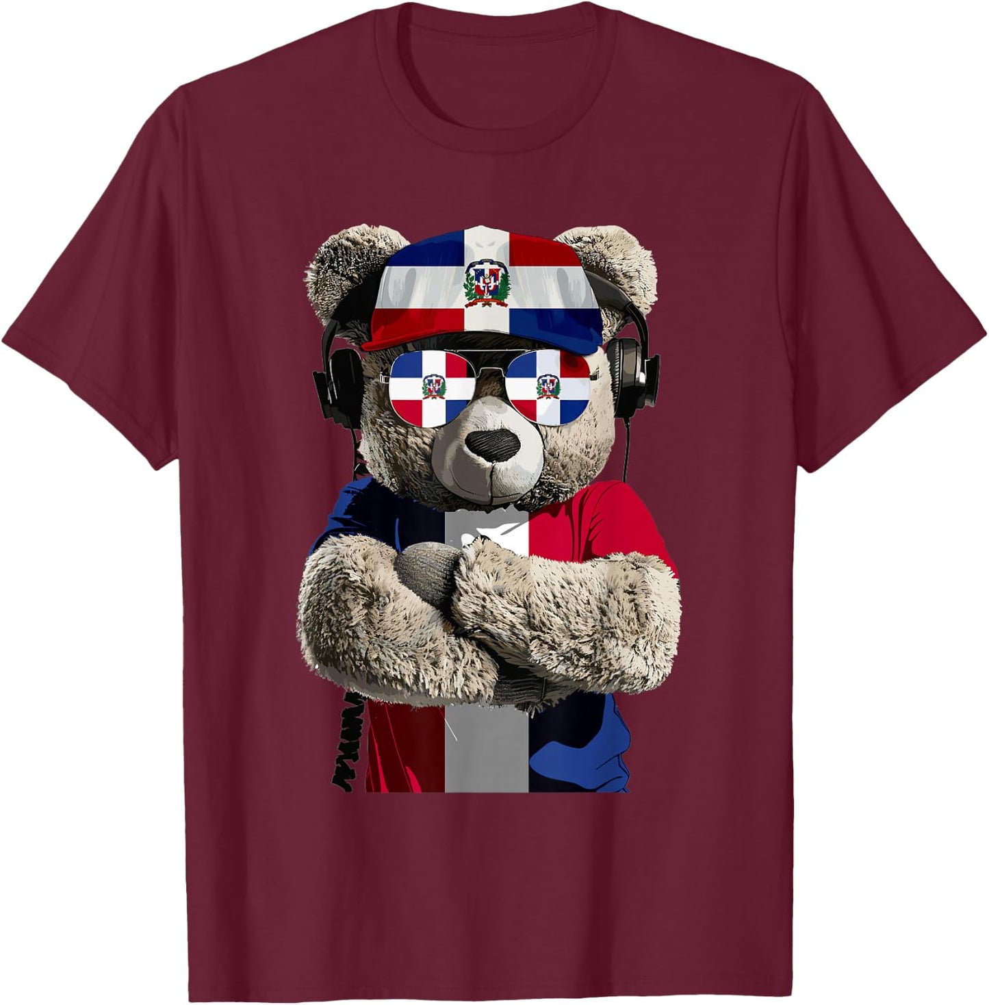 Dominican Flag Bear Souvenirs Products Dominican Republic T-Shirt - T-Shirt | Maroon