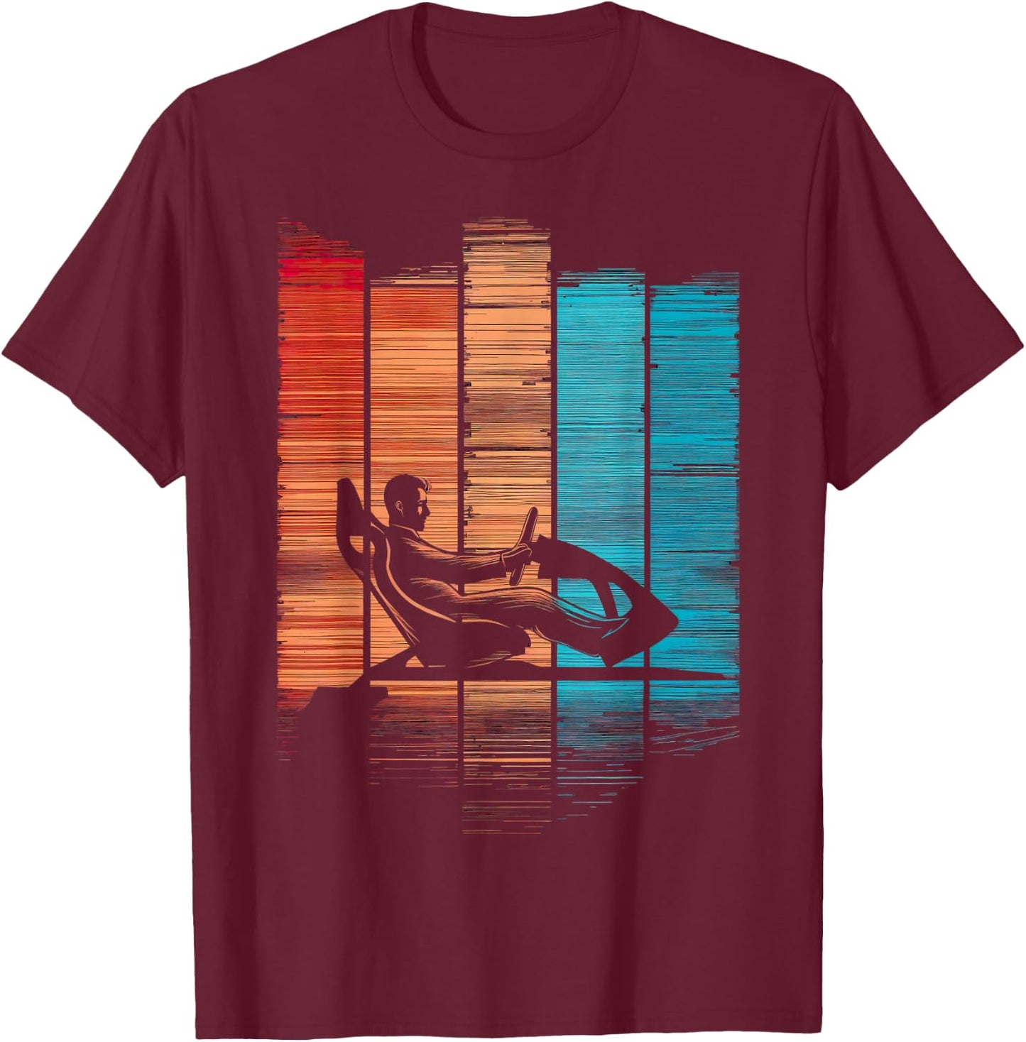 Sim Racing Retro Stripes T-Shirt - T-Shirt | Maroon