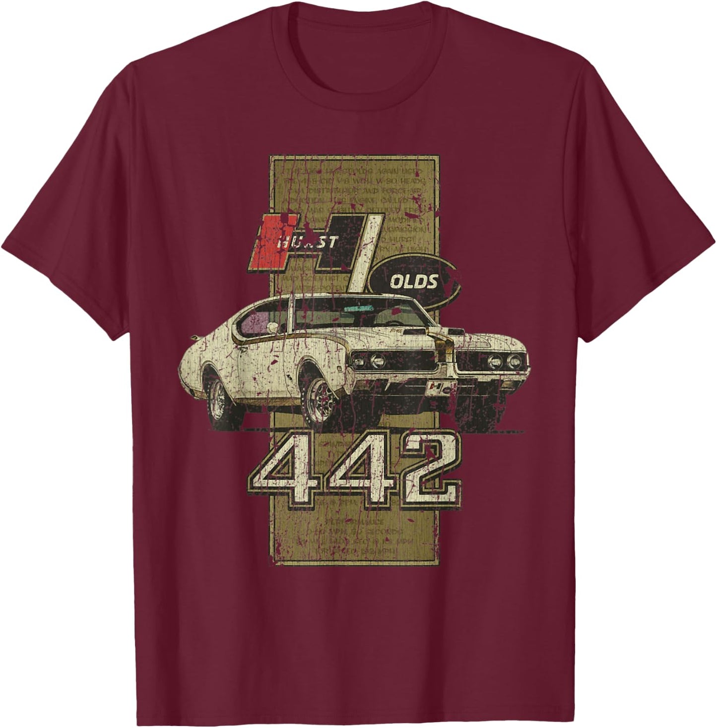 1969 69 Olds 442 Muscle Car T-Shirt - T-Shirt | Maroon