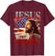 Jesus USA America Patriot Meme 90s Bootleg Rap Merch Style T-Shirt - T-Shirt | Maroon