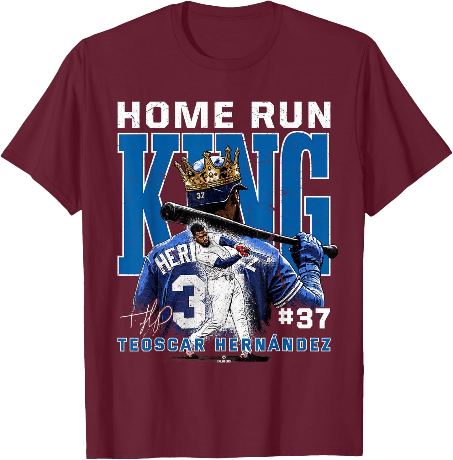 Home Run King Teoscar Hernandez Los Angeles MLBPA T-Shirt - T-Shirt | Maroon