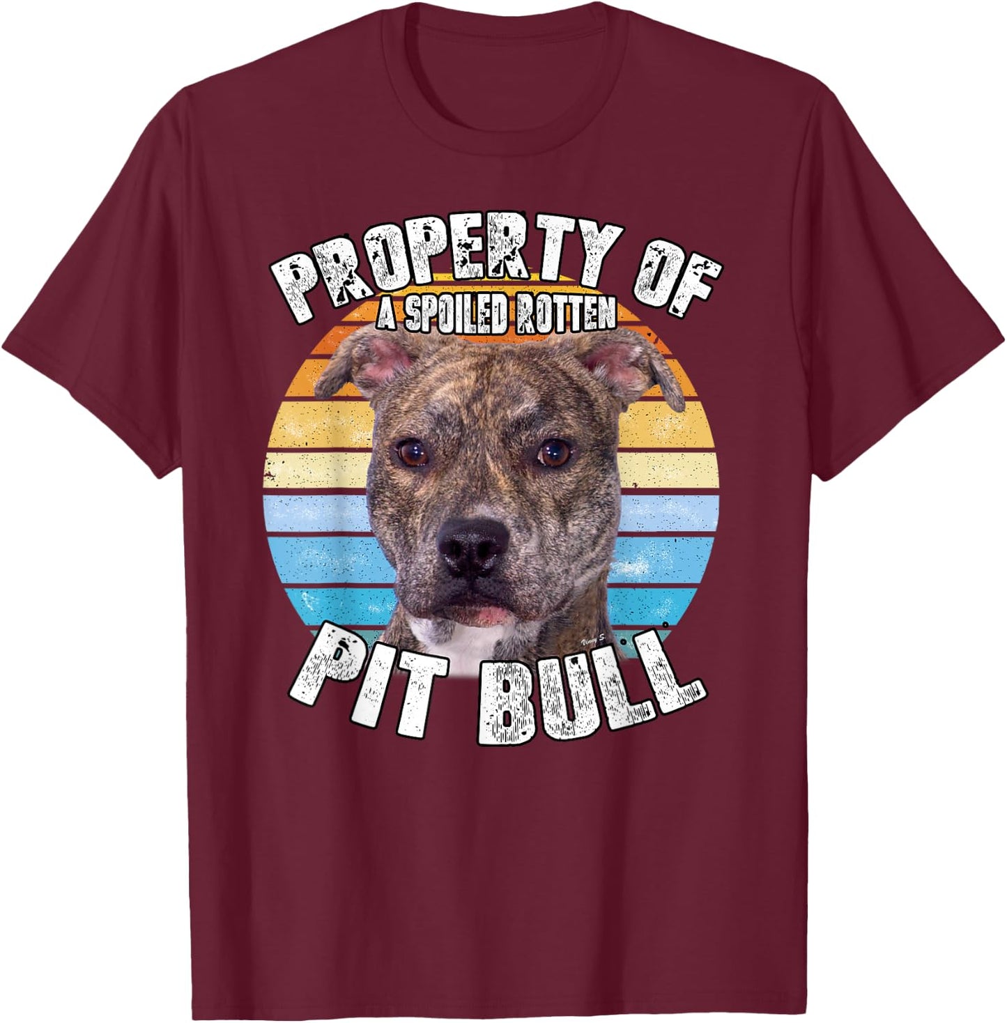 Pitbull Pit Bull Pittie Brindle Owner Lover Property Of T-Shirt - T-Shirt | Maroon