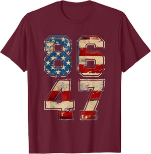 Retro Vintage 8647 Flag America T-Shirt - T-Shirt | Maroon