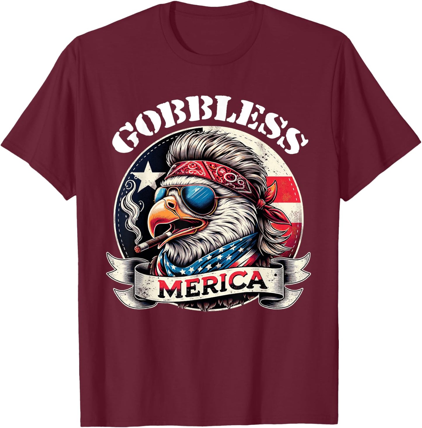 GOBBLESS Merica Patriotic Eagle Mullet American Hoss flag Women Men T-Shirt - T-Shirt | Maroon