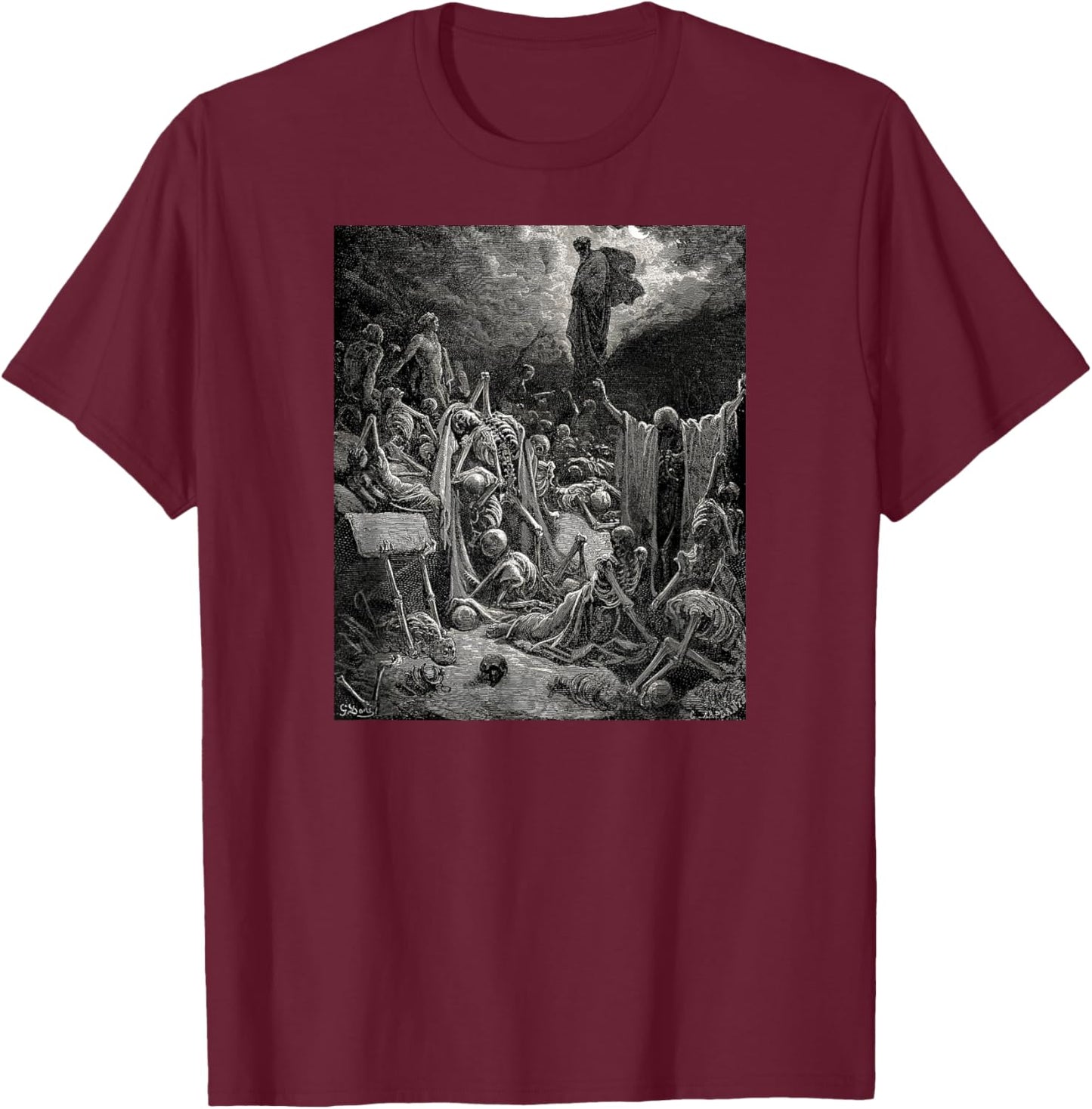 The Vision of the Valley of Dry Bones Gustave Dore T-Shirt - T-Shirt | Maroon