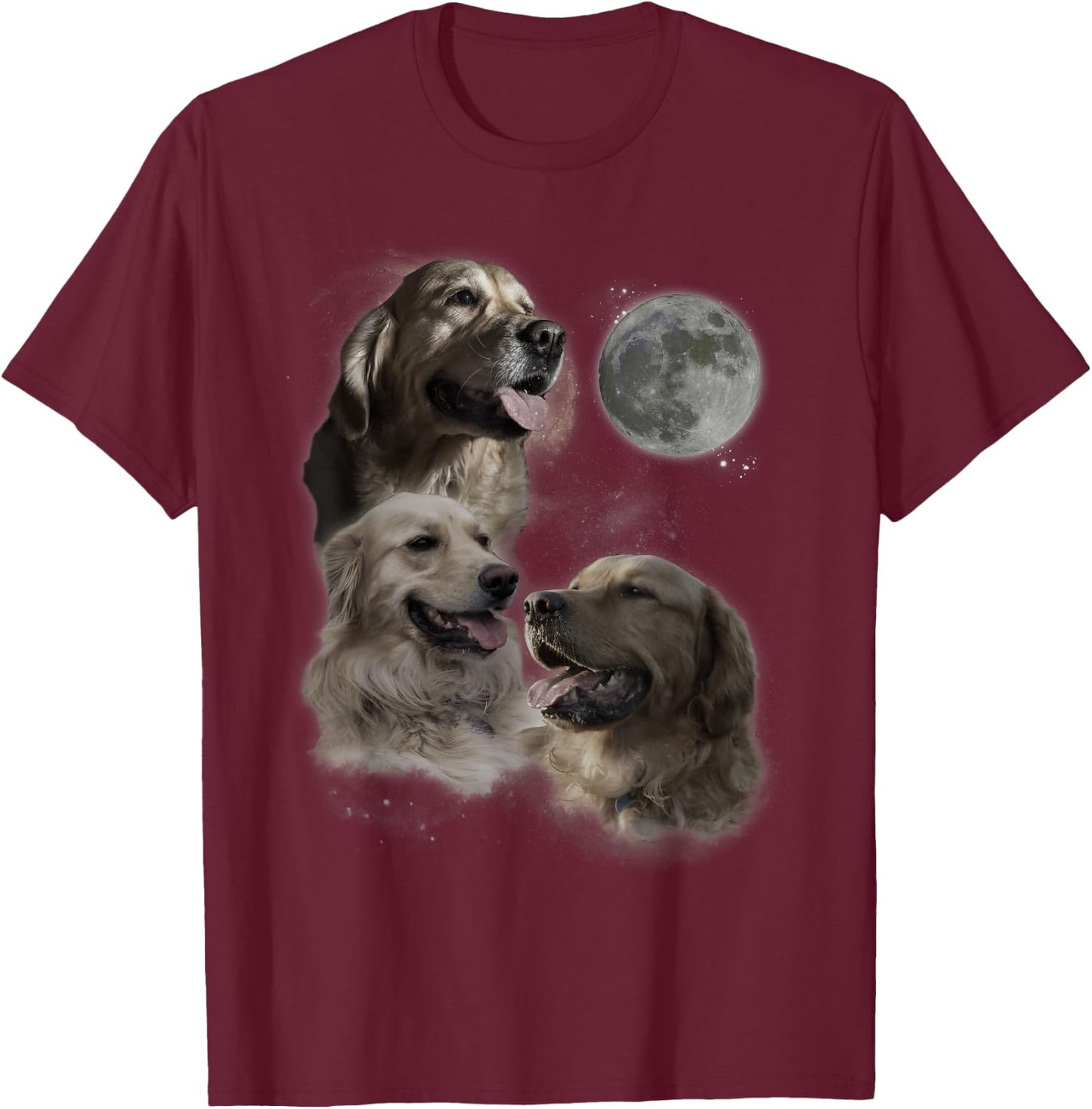 Howling at the Moon Shirt - Funny Golden Retriever T-Shirt - T-Shirt | Maroon
