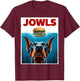 Funny Doberman Pinscher and Hamburger Parody Jowls Dog Lover T-Shirt - T-Shirt | Maroon