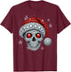 Sugar Skull with Santa Hat Christmas Pajama Xmas T-Shirt - T-Shirt | Maroon