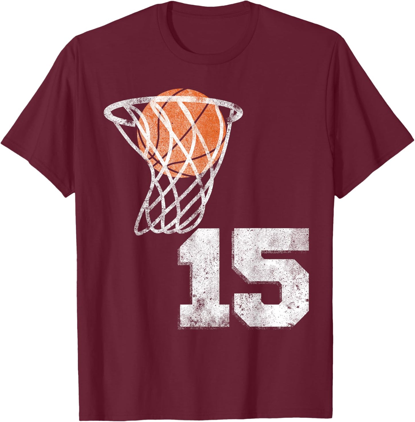 Vintage Basketball Jersey Number 15 Player Number T-Shirt - T-Shirt | Maroon