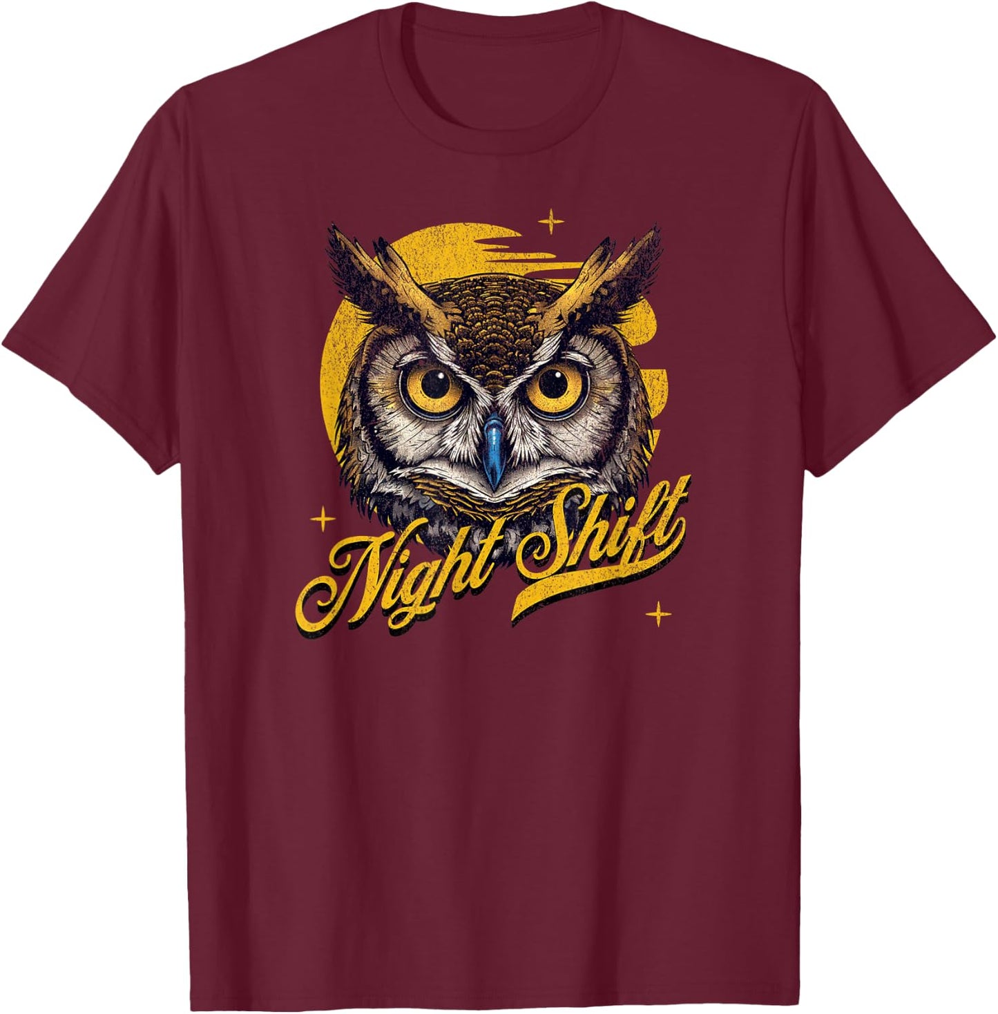 Night Shift Owl T-Shirt - T-Shirt | Maroon