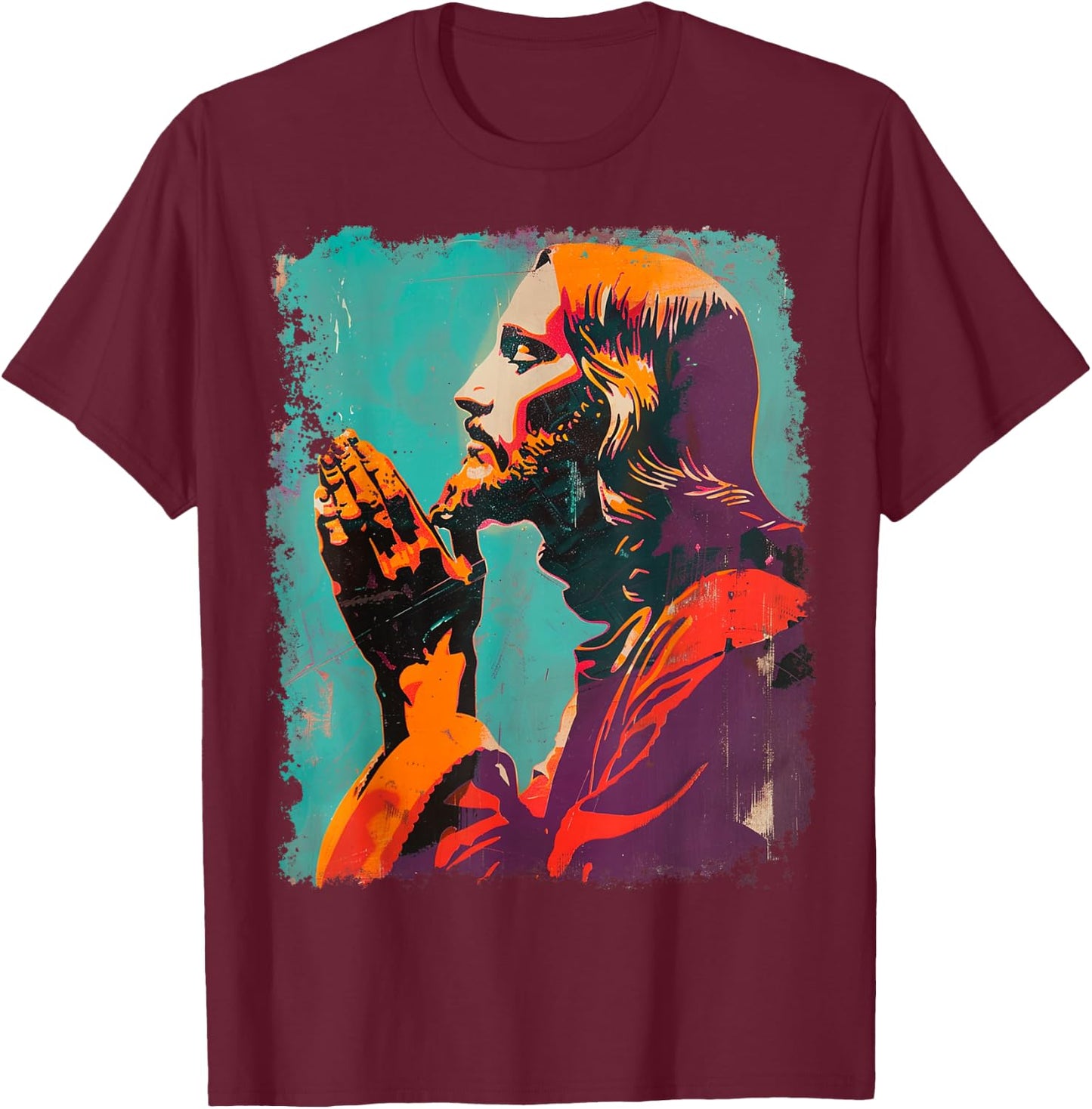 Jesus Christ Art T-Shirt - T-Shirt | Maroon