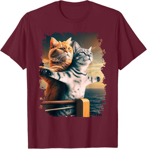 Titanic Meme Shirt for Kids Girls Funny Cat Titanic T-Shirt - T-Shirt | Maroon